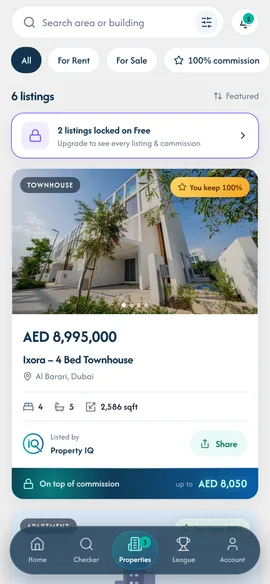 Dubai properties in the app: Ixora 4-bed townhouse in Al Barari, with You keep 100% and extra earnings on top of commission